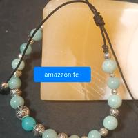 bracciale pietre amazzonite, acciaio 