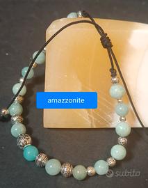 bracciale pietre amazzonite, acciaio 