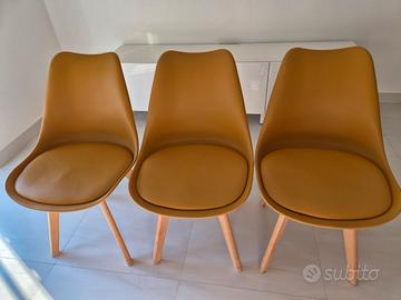 3 sedie modello scandinavo seduta morbida