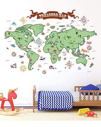 NUOVI Adesivi Murali Mappa del Mondo Educativa Ade