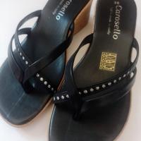 SANDALI DONNA N 36 NERI TACCO IN SUGHERO