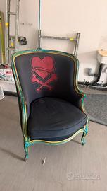 Poltrona Luigi XV Vintage Custom Rock / Tattoo