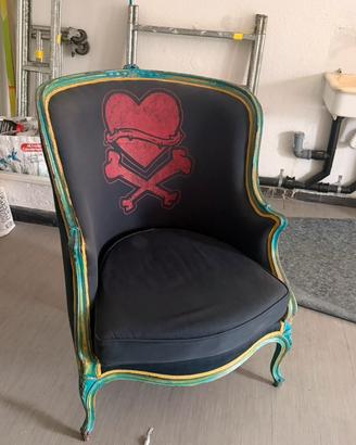 Poltrona Luigi XV Vintage Custom Rock / Tattoo