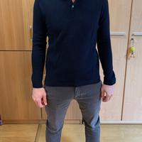 Polo a maniche lunghe blu Tailor Alcott S