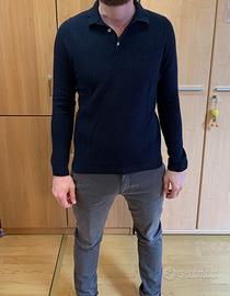 Polo a maniche lunghe blu Tailor Alcott S