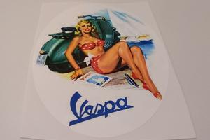 Adesivo Vespa Ragazza Vintage Retrò Sexy Moto