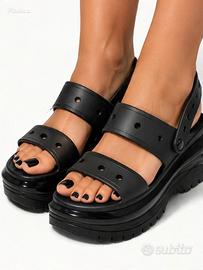 Sandali Crocs Mega Crush con zeppa, nero, N.41/42