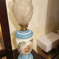 Antico lume a petrolio dipinto a mano- fine  XIX