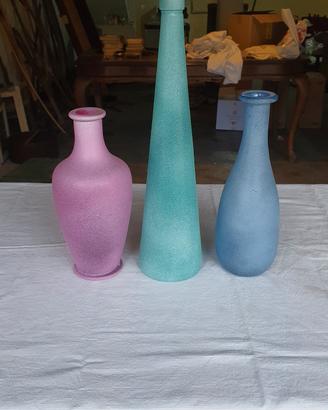 bottiglie in vetro sabbiato colorate