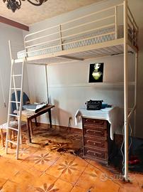 Letto a soppalco singolo in metallo bianco, Ikea 