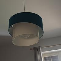 lampada sospensione tessuto grigio e crema