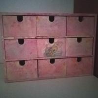 mini cassettiera legno decoupage