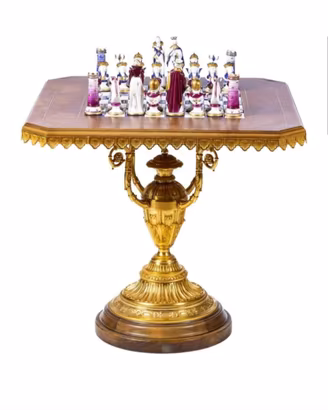 Raro Tavolo da Gioco in Porcellana d'Arte "Tiche"