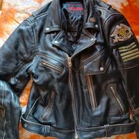 Giubbotto vintage biker in vera pelle. 