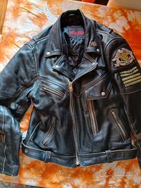 Giubbotto vintage biker in vera pelle. 