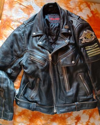 Giubbotto vintage biker in vera pelle.