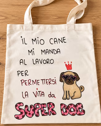 Shopper in tela decorata a mano