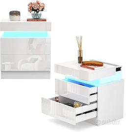 Coppia comodini bianchi con led