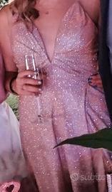 vestito elegante come nuovo rosa con brillantini 
