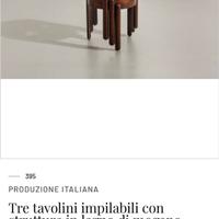 Tritico tavolini manifattura italiana anni 60