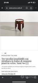 Tritico tavolini manifattura italiana anni 60