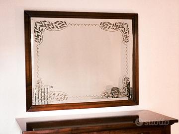 Specchio vero legno antiquariato decorato oro 