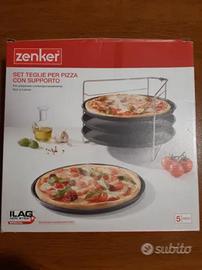 4 Teglie pizza con supporto 