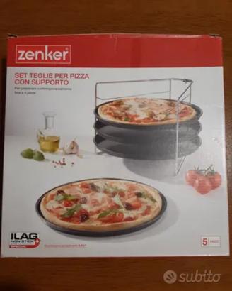 4 Teglie pizza con supporto 