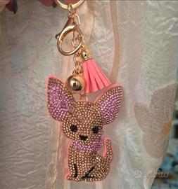 Portachiavi chiuaua strass e campanello