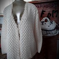 Giacca in maglia cotone traforata taglia forte