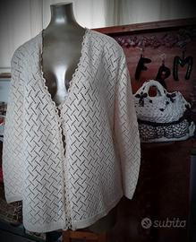 Giacca in maglia cotone traforata taglia forte