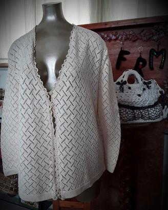 Giacca in maglia cotone traforata taglia forte