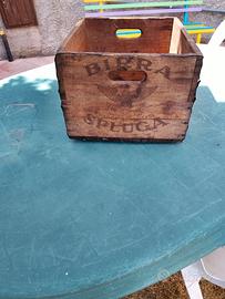 Vecchia cassetta legno BIRRA SPLUGA