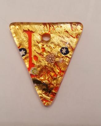 Ciondolo Triangolare Vetro Di Murano. Vintage. 