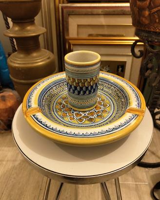 ceramica Deruta dipinta a mano posacenere bicchier