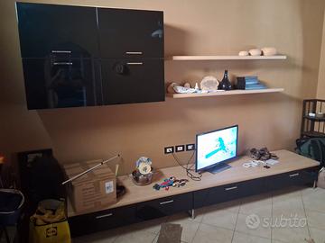 Mobile soggiorno porta TV ÷ 2 mensole+ pensile con