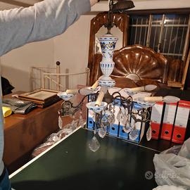 Lampadario Vintage 5 Luci Ceramica Dipinta a Mano