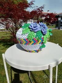 Vaso in origami modulare e "quilling" fatto a mano