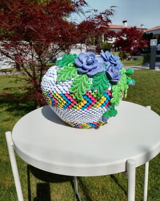Vaso in origami modulare e "quilling" fatto a mano