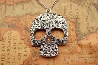 Collana Grande Ciondolo Teschio Stile Pirata 💀