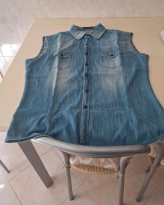 camicia jeans smanicata 
