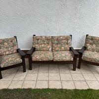 Set 3 pezzi in legno massello con cuscini floreali
