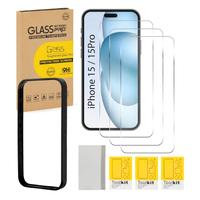 kit 3 pellicole vetro temperato iPhone 15 e 15 pro