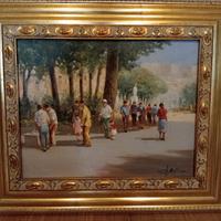 Quadro a olio paesaggio cittadino 