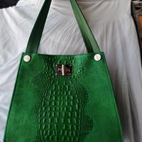 Borsa media ,vera pelle camoscio, 