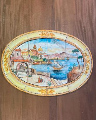 Quadro in Terracotta Dipinto a Mano Napoli/Vesuvio