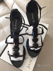 Sandali decollete' Tg. 40 nero lucido