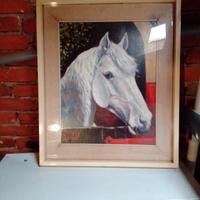 cavallo bianco . dipinto a olio