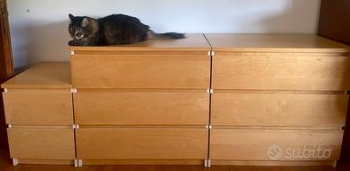 2 cassettiere malm e comodino