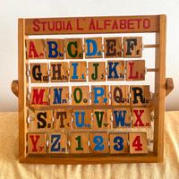 Pallottoliere in legno “Studia l’alfabeto”